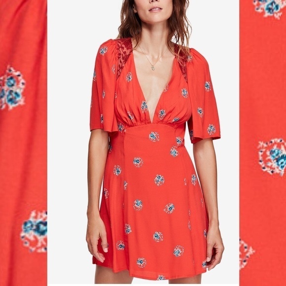 Free People Mockingbird Open Back Mini Dress - Picture 1 of 8